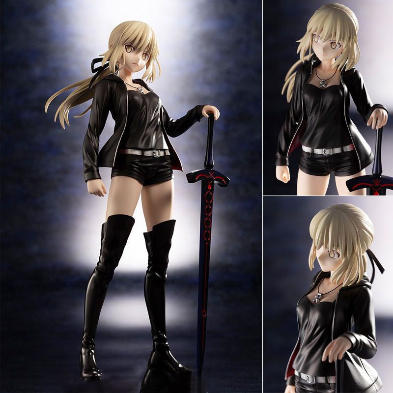 NEW 23cm Fate/Grand Order Anime Figures Saber Arturia Pendragon black clothes holding Figure Cool Girl Model Toys s