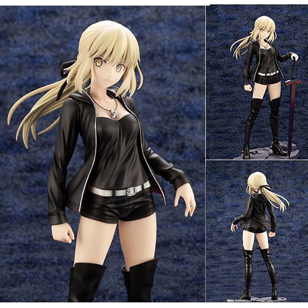 NEW 23cm Fate/Grand Order Anime Figures Saber Arturia Pendragon black clothes holding Figure Cool Girl Model Toys s