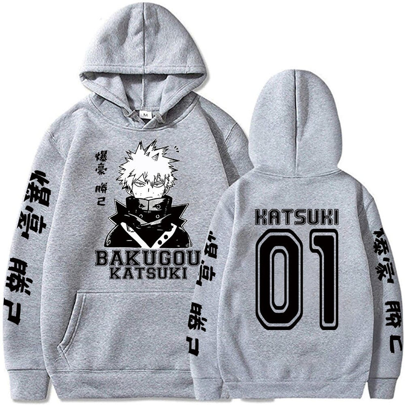 Blusa Moletom Com Capuz Casual Moda My Hero Academia Anime Bakugou Manga Comprida